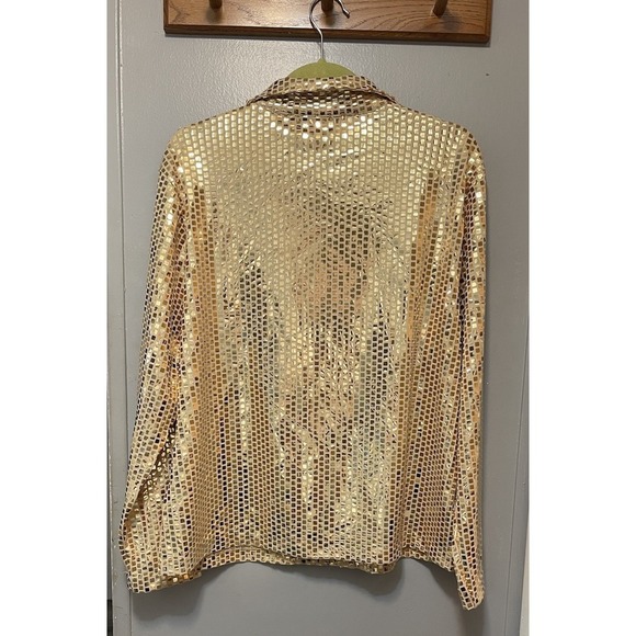 Lisa International Gold Sequin Jacket/Shirt Size Xl Full Zip, Classy, Sexy - Picture 2 of 3